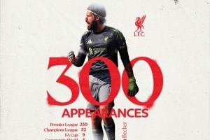 安菲尔德守护神！阿利森迎来利物浦生涯第300场里程碑